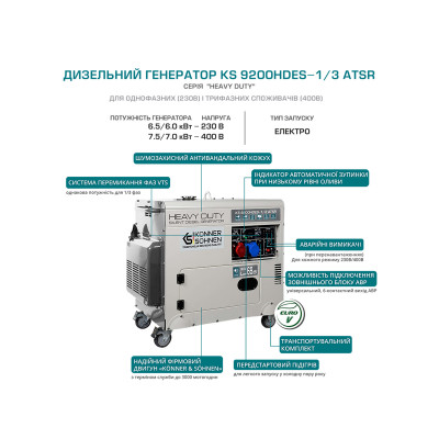 Дизельний генератор KS 9200HDES-1/3 ATSR (EURO V)
