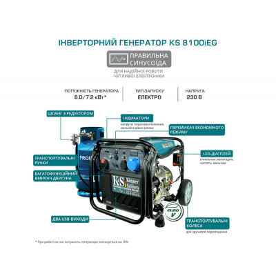Інверторний газобензиновий генератор KS 8100iEG