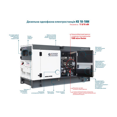 Дизельна однофазна електростанція KS 18-1XM
