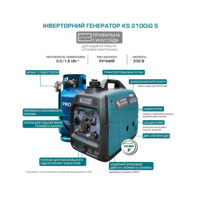 Інверторний газобензиновий генератор KS 2100iG S